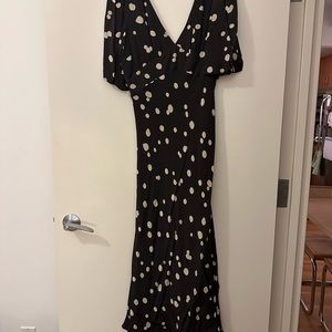 Ba&sh grey and white dot midi dress